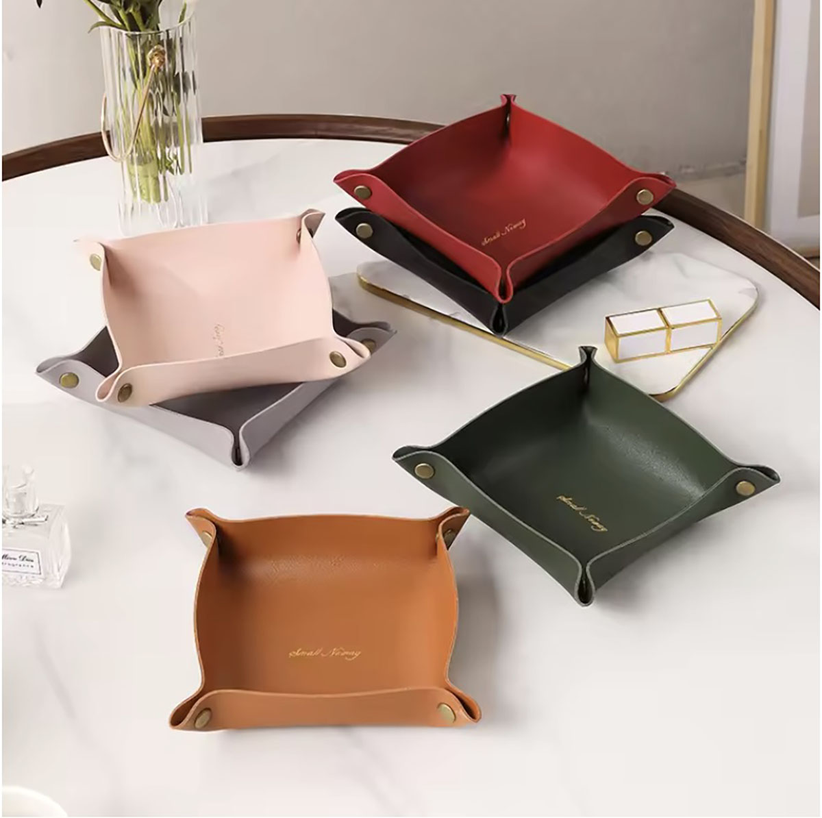Home Decor Organizer - 북유럽 스타일 가죽 스토리지 트레이 데스크탑