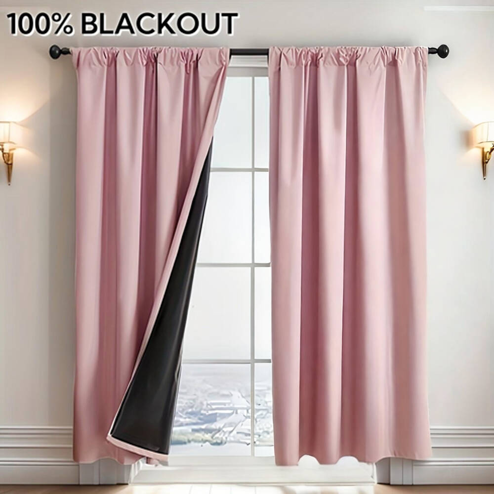 Home Decor Wall Panels - 1개 100% 암막 커튼, 블랙 백킹,