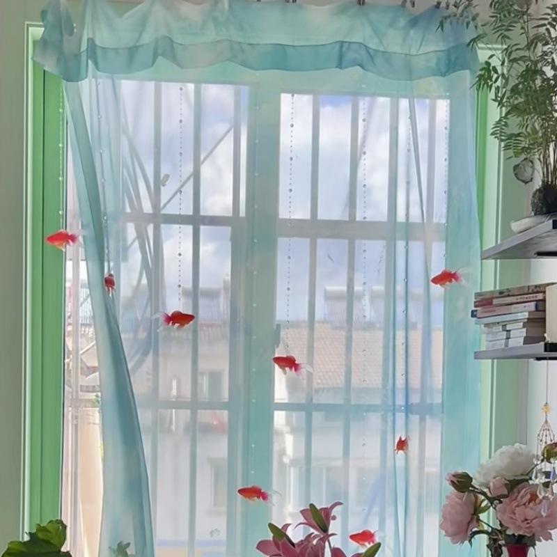 Home Decor Wall Panels - 연하늘색 솔리드 시어 보일 윈도우 커튼