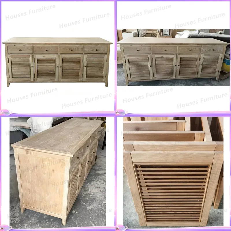Home Decor Organizer - 천연 재활용 목재 신발장 셔터 도어