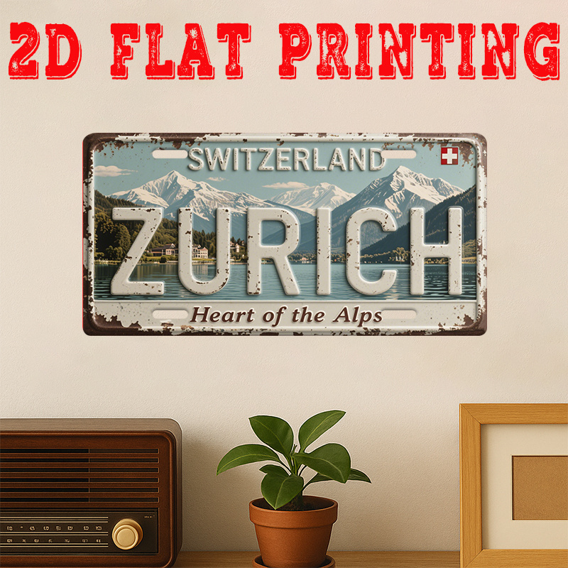 Home Decor Zurich - 2D 플랫, 1개 빈티지 금속 사인,