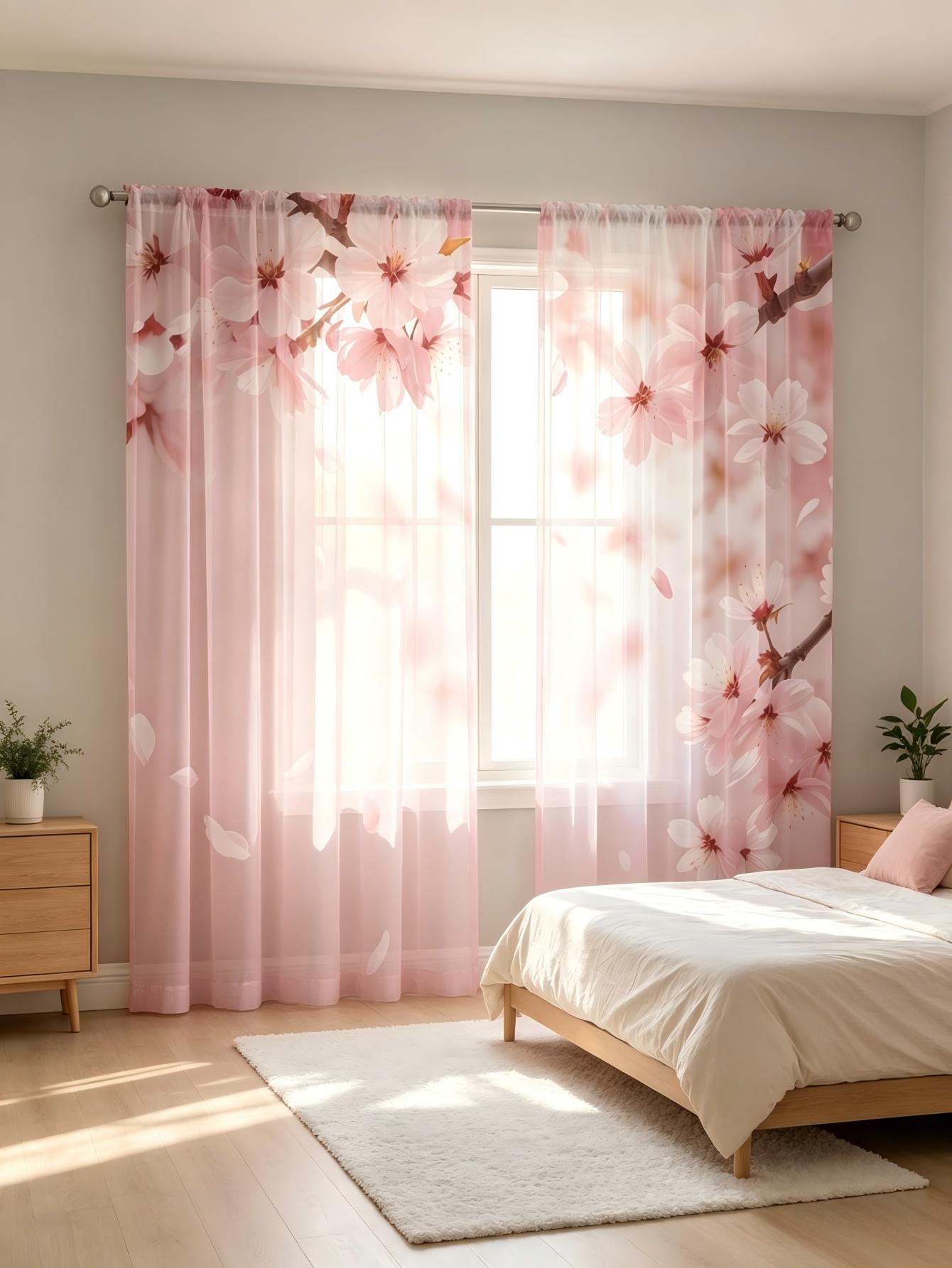 Home Decor Wall Panels - 2PCS 디지털 프린트 시스루 커튼, 부드러운