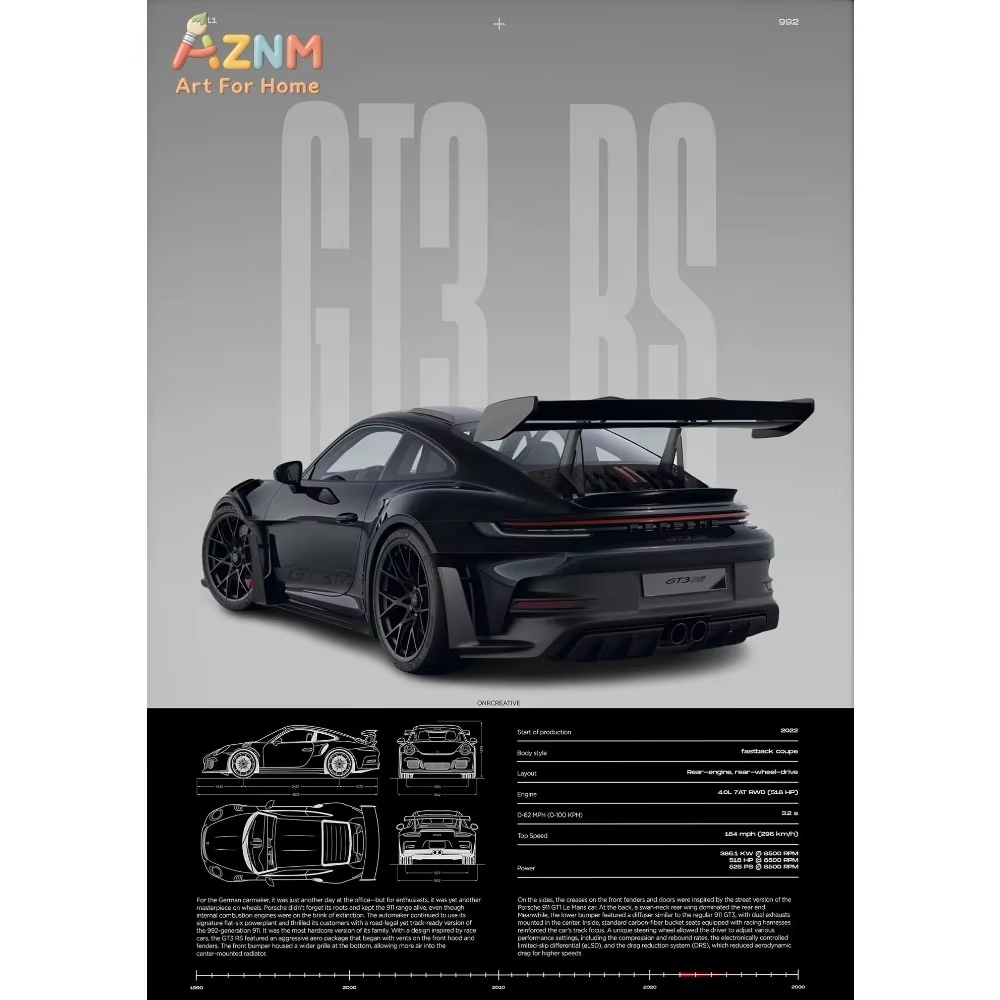 Home Decor Minimal - 1pc 미니멀리스트 911 GT3-RS 718 GT4