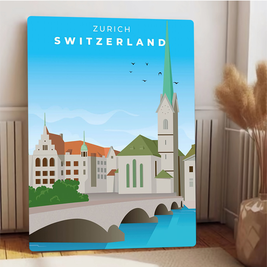 유럽 랜드마크인 제네바 스위스 도시 풍경 금속 벽 예술 - Home Decor Zurich 리뷰 및 가격