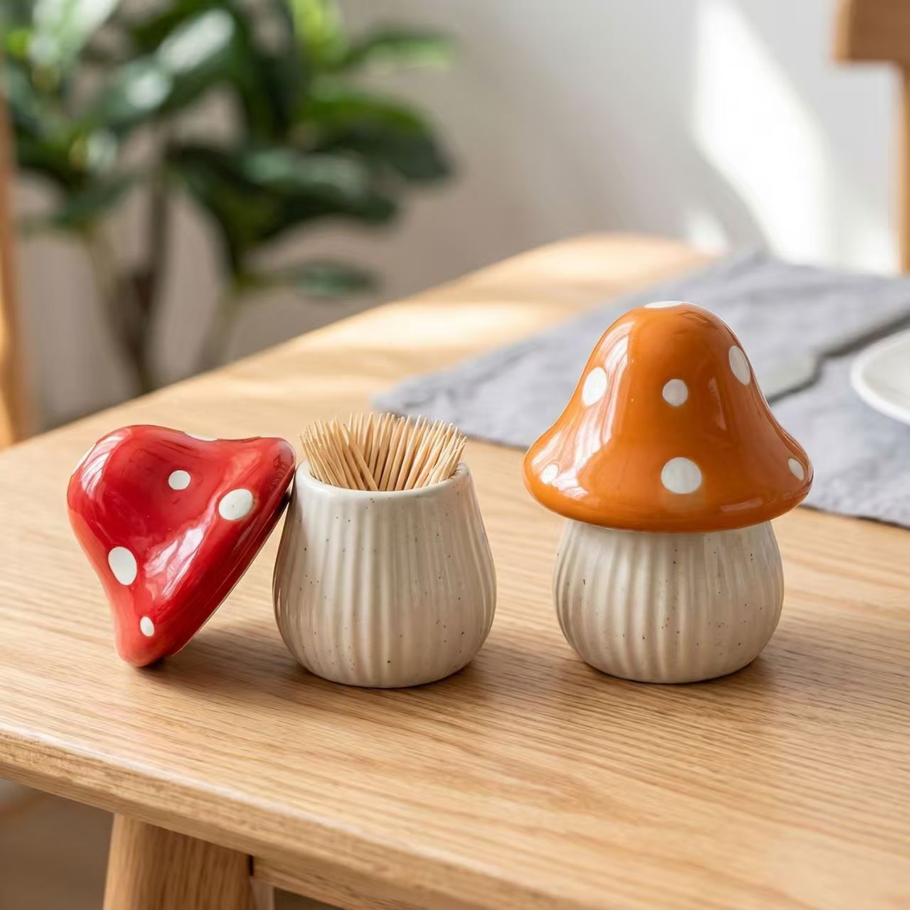 만화 버섯 모양 세라믹 보관 용기 가정용 데스크탑 이쑤 - Home Decor Organizer 리뷰 및 가격