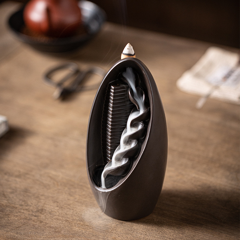 보라색 모래 연꽃 잎 연꽃 폭포 플로백 향 버너, 가정 - Home Decor From Clay 리뷰 및 가격