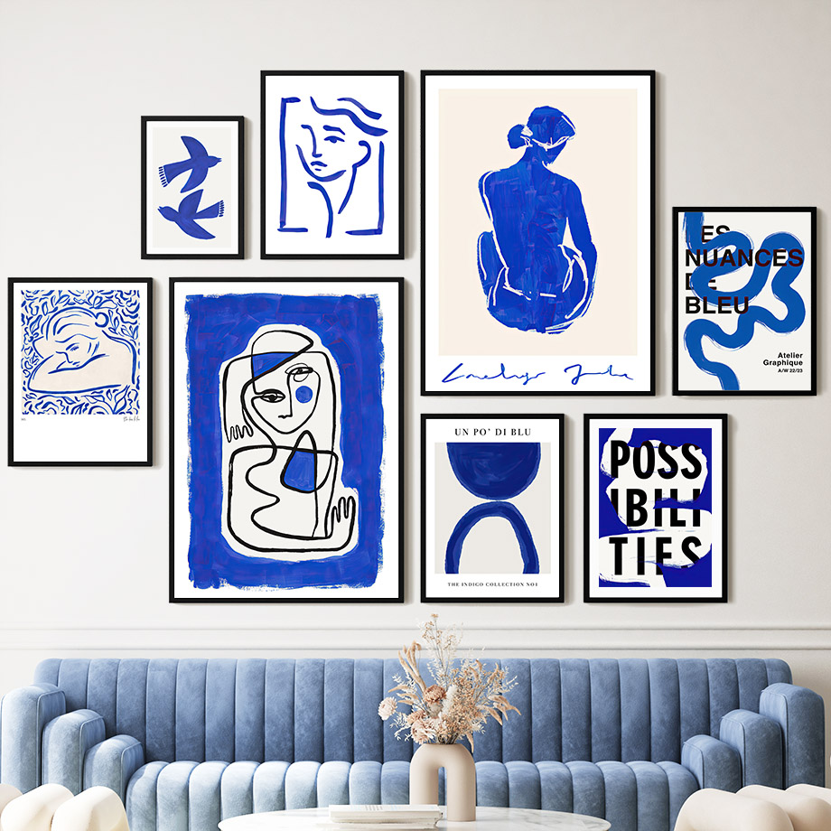 벽 예술 벽화 인쇄 캔버스 그림 블루 소녀 바디 비둘기 - Home Decor Minimal 리뷰 및 가격