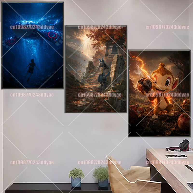 애니메이션 포켓몬 캐릭터 원본 그림 어두운 두꺼운 코팅 - Home Decor Canvas 리뷰 및 가격
