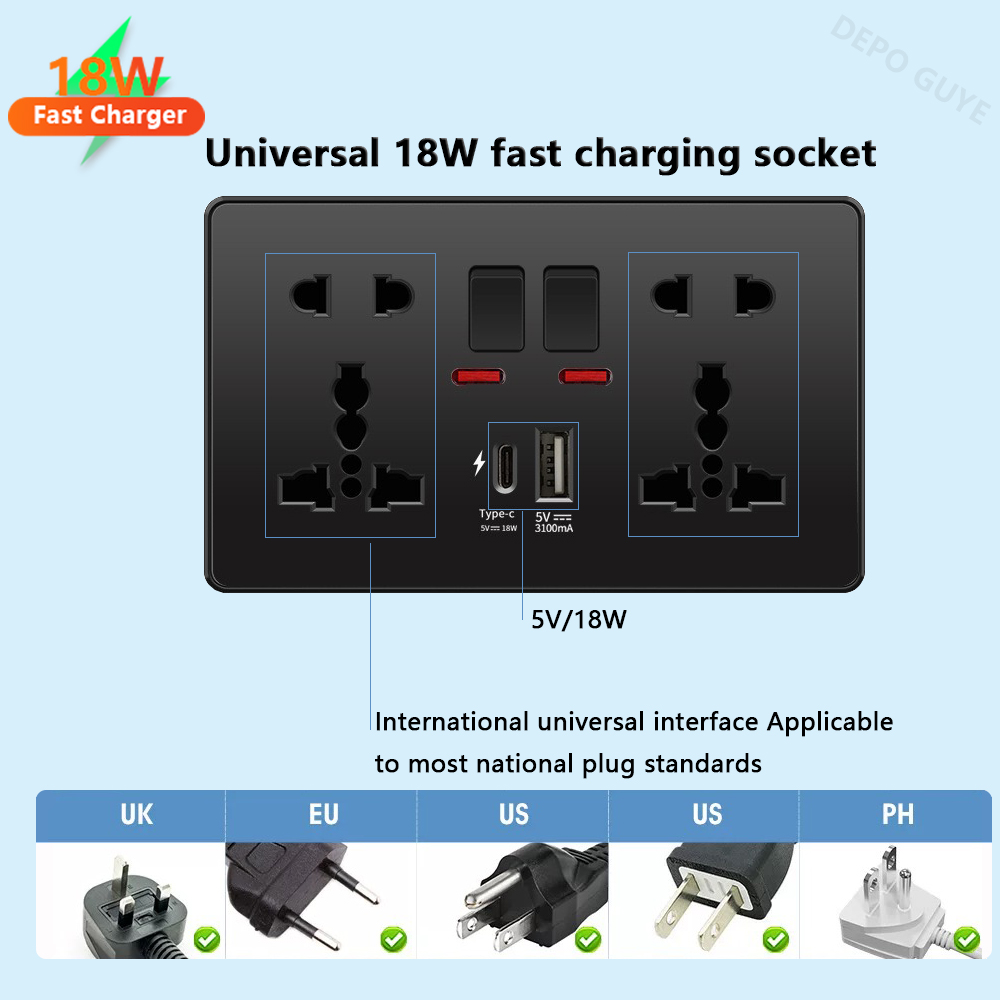 범용 블랙 USB C타입 스마트 고속 충전 소켓, 영국 - Home Decor Uk 리뷰 및 가격