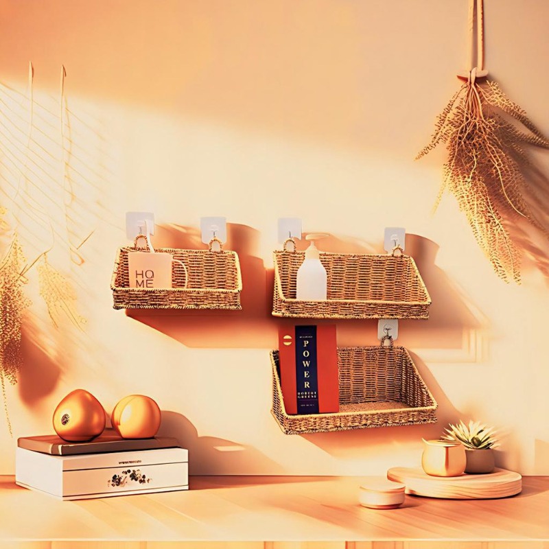 짠 라탄 걸이형 수납 바구니, 벽걸이형 햄퍼, 주방 가 - Home Decor Hampers 리뷰 및 가격