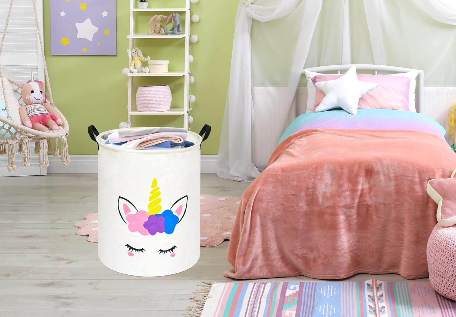 유니콘 원형 세탁 바구니 수납함 유아용 햄퍼 선물 바구 - Home Decor Hampers 리뷰 및 가격