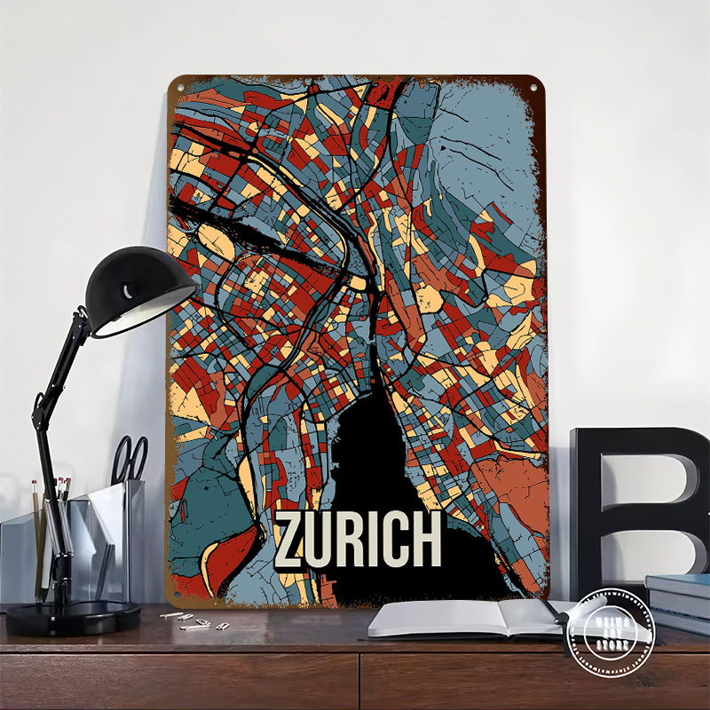 주리치 도시 지도 여행용 양철 포스터 맞춤형 벽 장식  - Home Decor Zurich 리뷰 및 가격