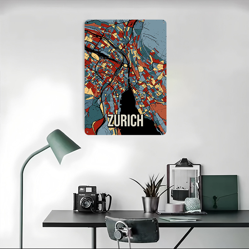 주리치 도시 지도 여행용 양철 포스터 맞춤형 벽 장식  - Home Decor Zurich 리뷰 및 가격