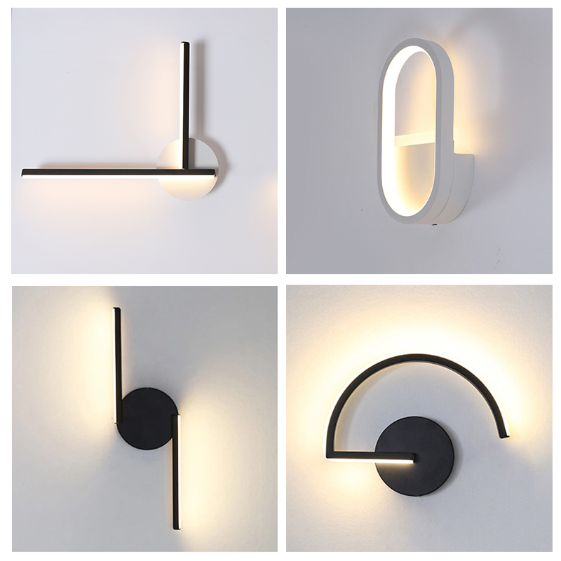 현대적인 북유럽 LED 벽등, 미니멀리스트 블랙 기하학 - Home Decor Lighting 리뷰 및 가격