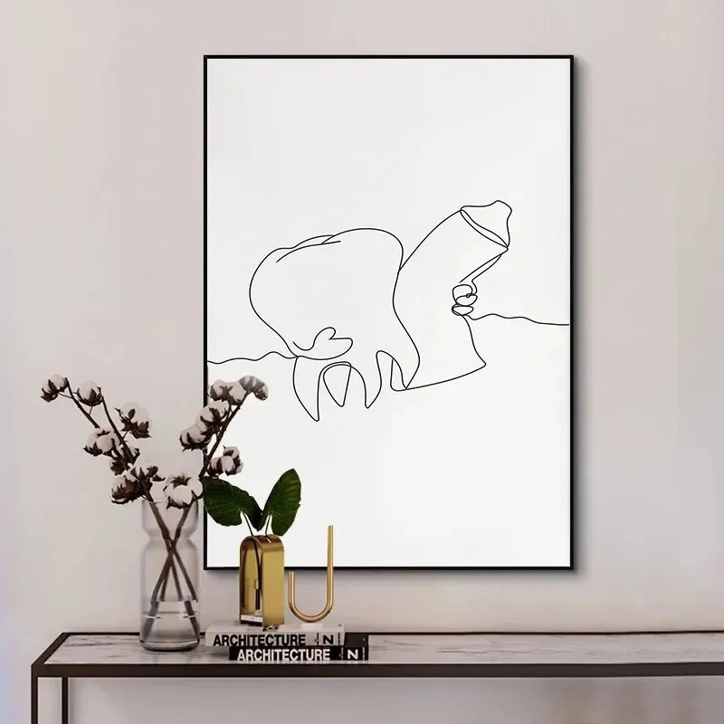 캔버스 그림 벽 예술 미니멀리스트 블랙 치아 라인 포스 - Home Decor Minimal 리뷰 및 가격