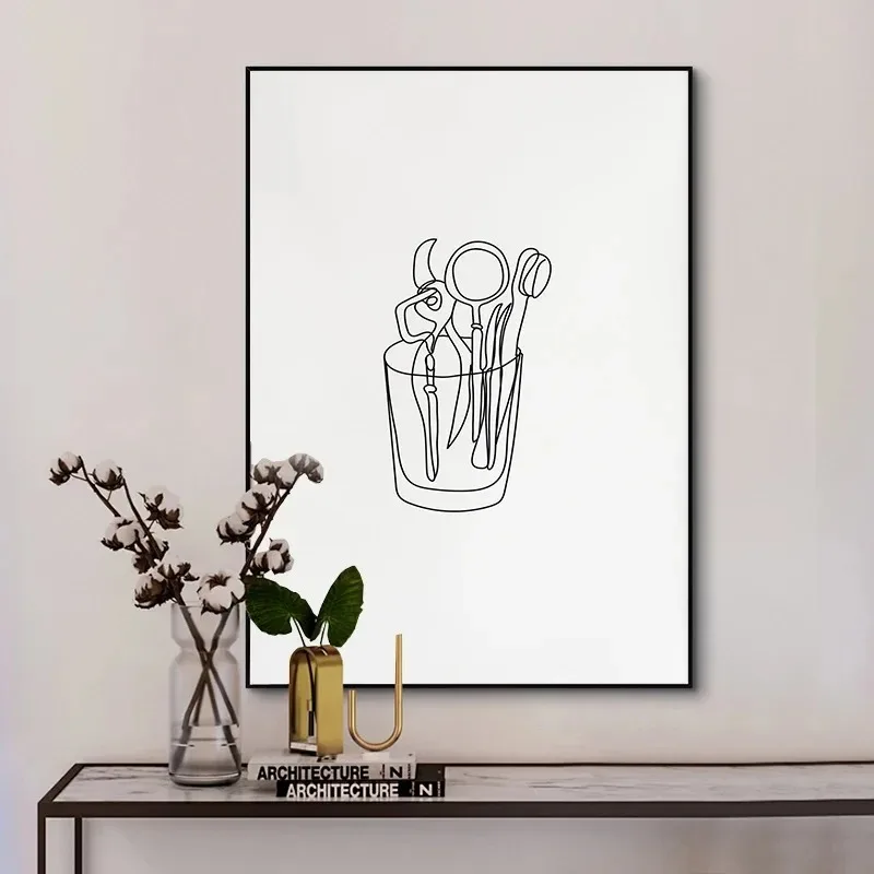 캔버스 그림 벽 예술 미니멀리스트 블랙 치아 라인 포스 - Home Decor Minimal 리뷰 및 가격