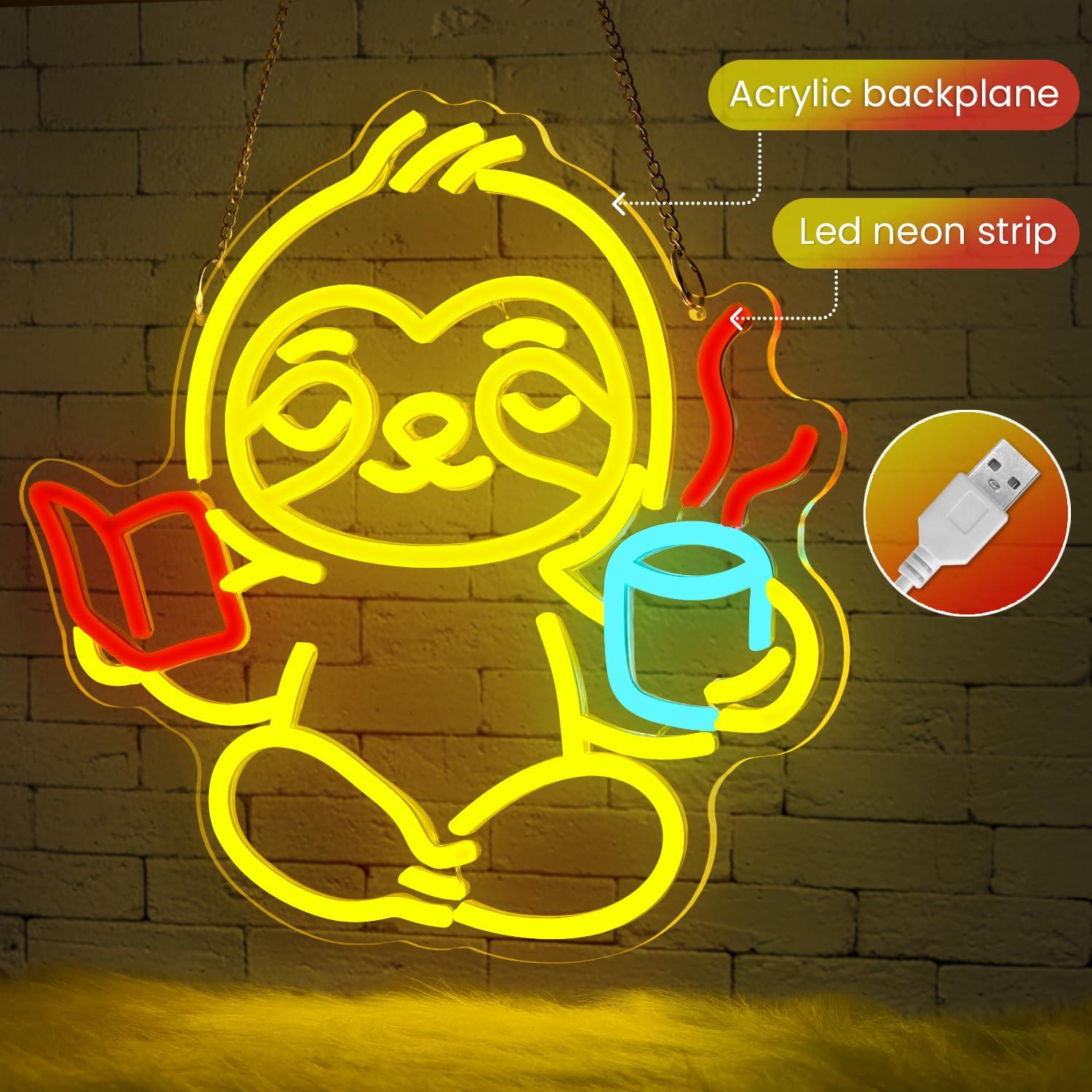 나무늘보 네온사인 USB 디밍 가능 LED 조명 침실  - Home Decor Lighting 리뷰 및 가격
