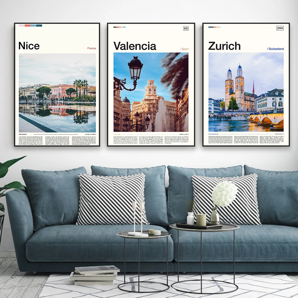 발렌시아 스페인 예술 여행 포스터 패션 제네바 스위스  - Home Decor Zurich 리뷰 및 가격