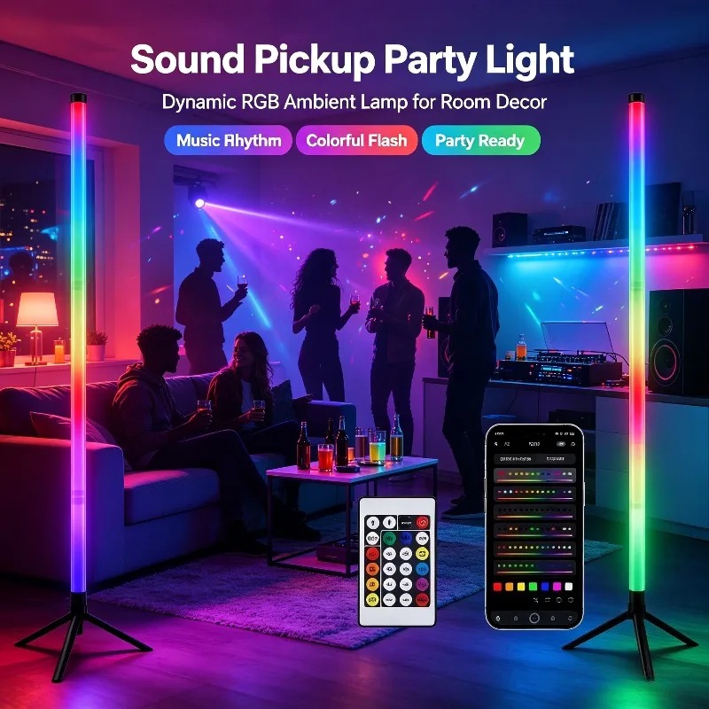 2개입 120CM RGB 플로어 램프, 사운드 반응형  - Home Decor Lighting 리뷰 및 가격