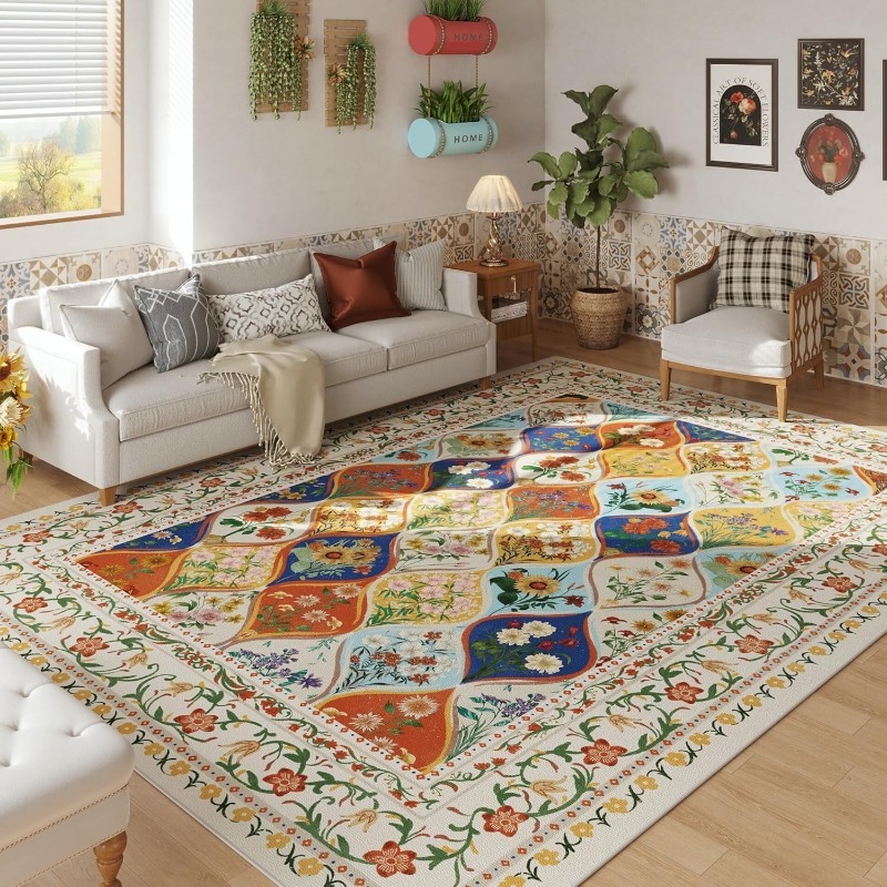 보헤미안 플로럴 패턴 거실 카펫 레스토랑 소파 커피 테 - Home Decor Online Free 리뷰 및 가격