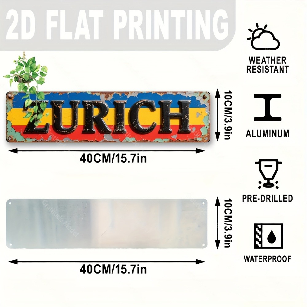 맞춤형 취리히 사인 2D 플랫 1개 15.7x3.9인치 - Home Decor Zurich 리뷰 및 가격