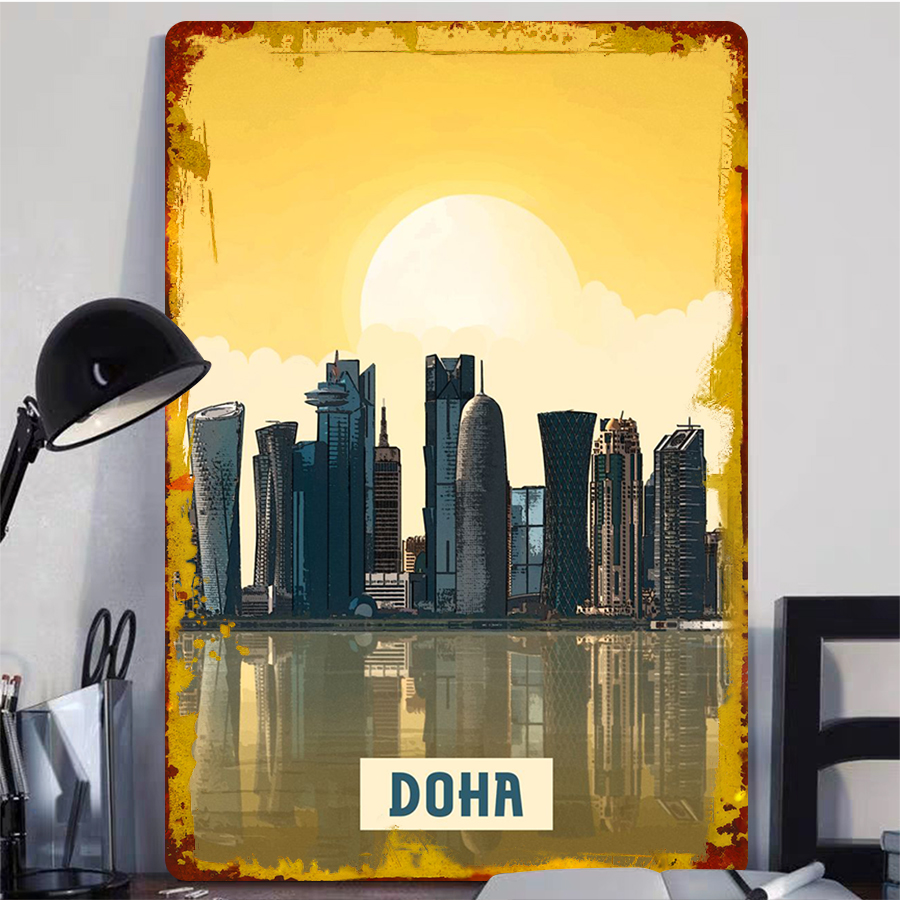 도하 스카이라인 금속 벽 예술 카타르 도시 풍경 장식  - Home Decor Qatar 리뷰 및 가격